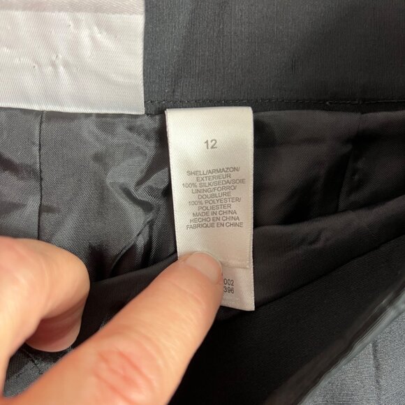 Liz Claiborne Black 100% Silk Women's Dress Pants Size 12 Side Zipper Flat Front - Picture 6 of 11